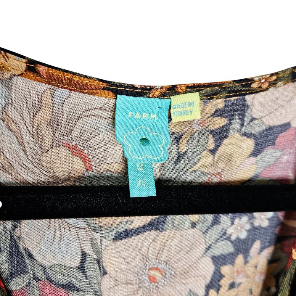 Farm Rio Madrid Maxi Dress Anthropologie‎ Floral Gold Yellow Wrap High Low XS - Picture 5 of 12